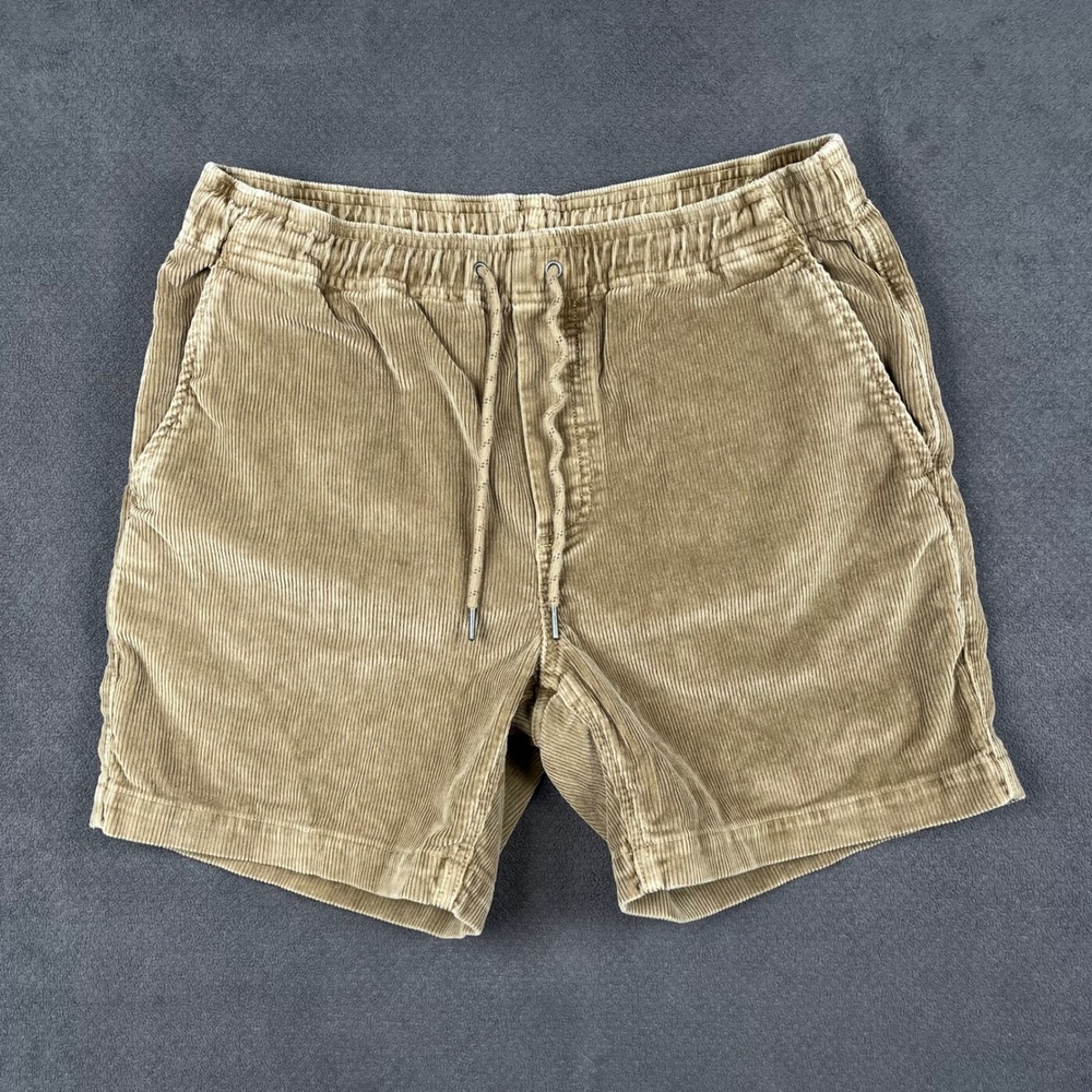 Faherty Essential Corduroy Shorts Mens Medium Dark Sand Elastic Waist MBS2430